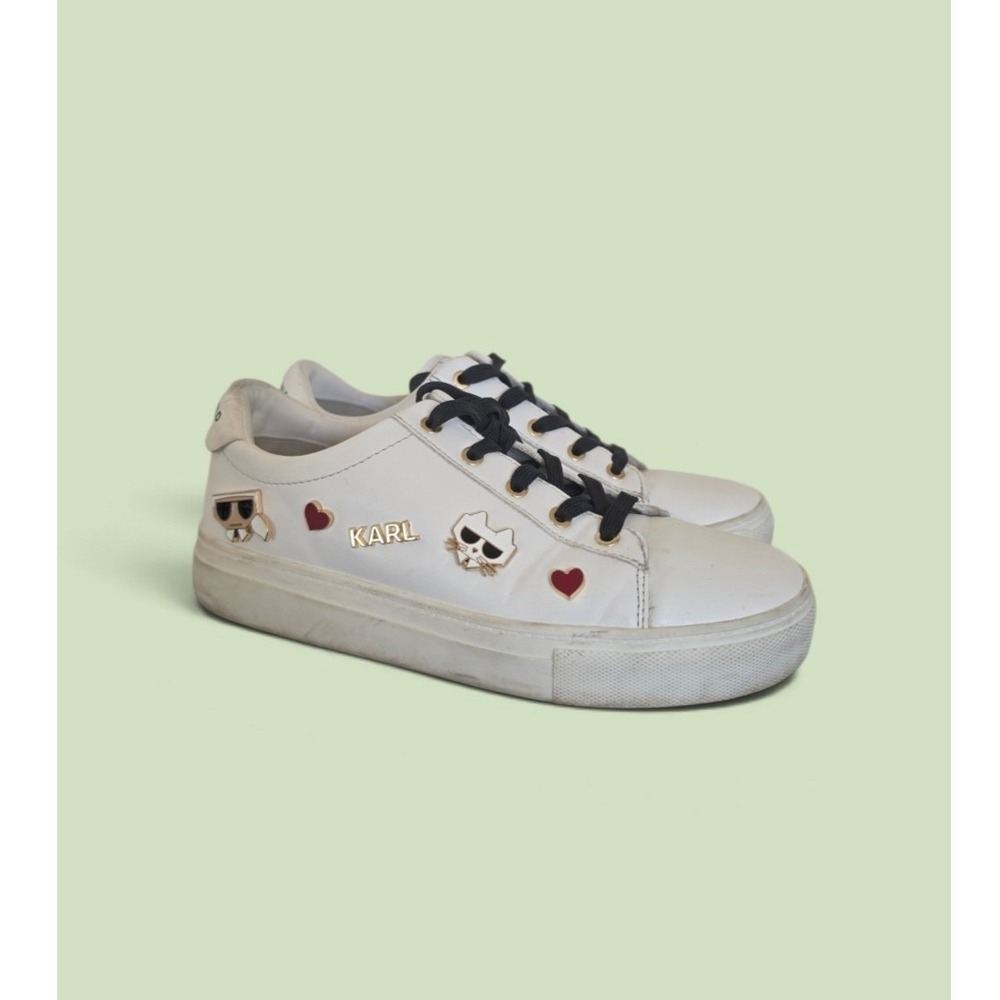 Karl Lagerfeld White Karl Cat Charms Maximalist Dophamine Fashion Sneakers sz 7